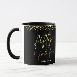 Elegant Script femtio och Fabulous Birthday Mugg