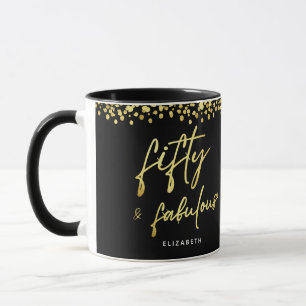 Elegant Script femtio och Fabulous Birthday Mugg