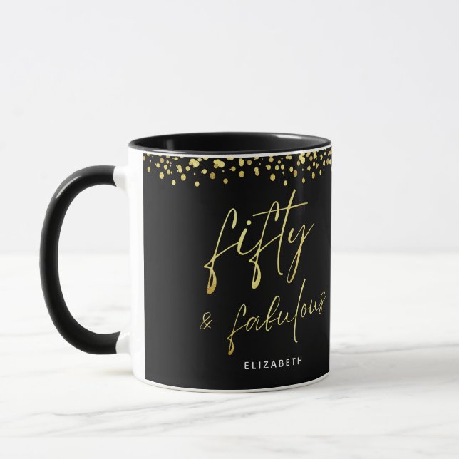 Elegant Script femtio och Fabulous Birthday Mugg (Vänster)