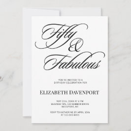 Elegant Script Femtio och Fantastisk 50-årsdag Inbjudningar