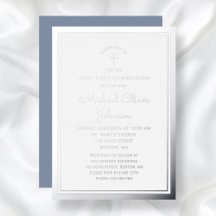 Elegant Script First Communion Silver