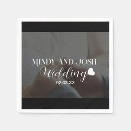 Elegant Script floating heart Photo Black Pappersservett