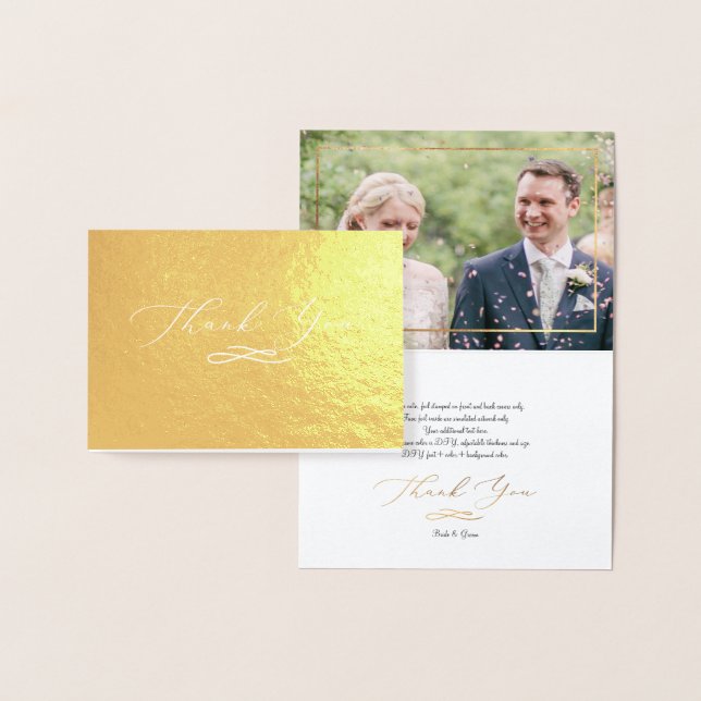 Elegant Script Foil, Bröllop Photo Tack Folierat Kort (Display)