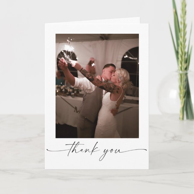 Elegant Script Folded Wedding Thank You Card Tack Kort (Framsida)