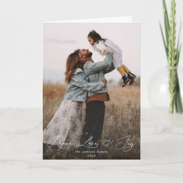 Elegant Script Font Fred Kärlek+Glädje Jul Foto Kort