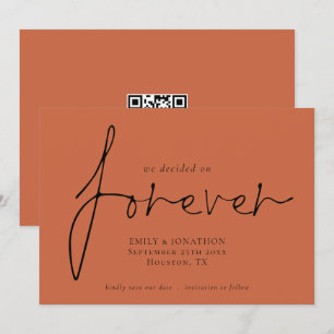 Elegant Script Forever QR-kod Terracotta Spara Datumet