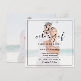 Elegant Script Foto Bröllop fyrkant Inbjudningar