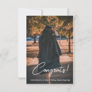Elegant Script-foto med minimalistisk Studenten Tack Kort