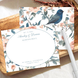 Elegant Script Fransk Blommigt Par Stationery Anteckningskort