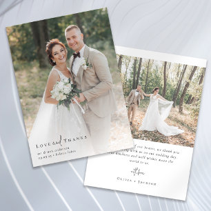 Elegant Script Fullt Photo Bröllop Tack Kort