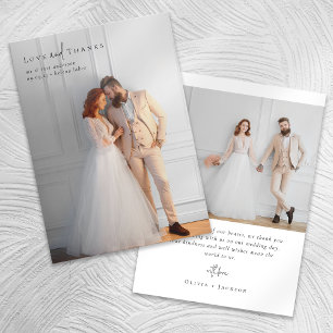 Elegant Script Fullt Photo Bröllop Tack Kort