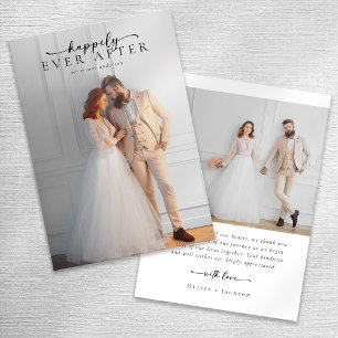 Elegant Script Fullt Photo Bröllop Tack Kort