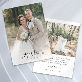 Elegant Script Fullt Photo Bröllop Tack Kort