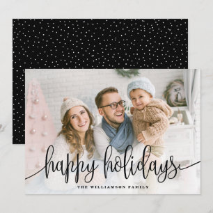 Elegant Script Fullt Photo Glad helg Black Julkort