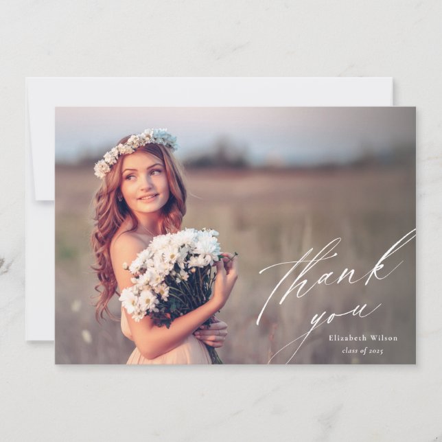 Elegant Script Fullt Photo Studenten Tack (Framsida)