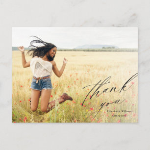 Elegant Script Fullt Photo Studenten Tack Vykort