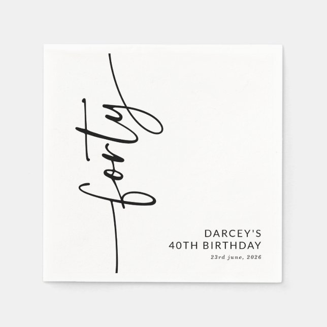 Elegant Script Fyrtio 40-årsdag Pappersservett (Framsidan)