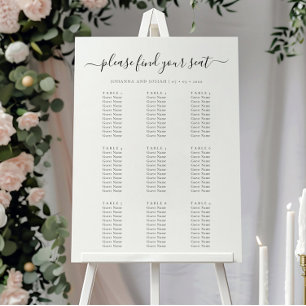 Elegant Script Gästlista Bröllopsplatskarta Poster