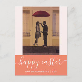 Elegant Script Glad påsk-familj ett foto Helg Vykort