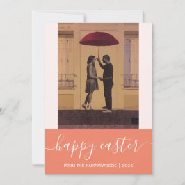 Elegant Script Glad påsk-familj ett foto Julkort