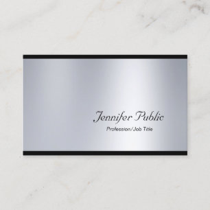 Elegant Script Glamor Silver Modern Plain Luxury Visitkort