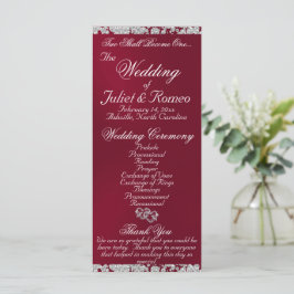 Elegant Script & Glitter - Burgundy Bröllop Program