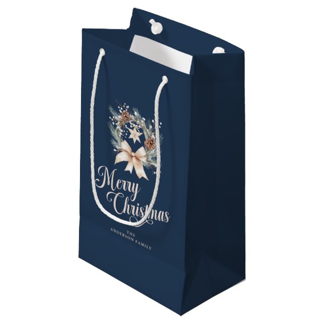 Elegant Script God Jul Holiday Krans (Framsidan Vinklad)