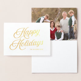Elegant Script God Jul med Foto Folierat Kort