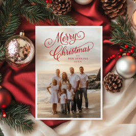 Elegant Script God jul Photo Hälsning Kort