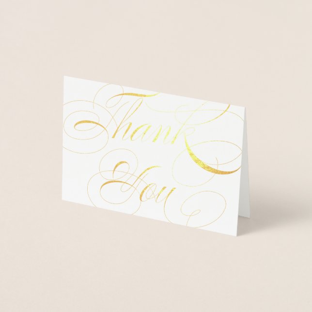Elegant Script Gold Foil Bröllop Tack Folierat Kort (Framsida)