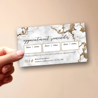 Elegant Script Gold Marble Beauty Salon Hair Spa Tidsbeställning Kort