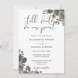 Elegant Script Gothic Ro Blommigt Bröllop Inbjudningar