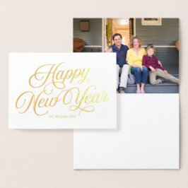 Elegant Script Gott nytt år med foto Folierat Kort