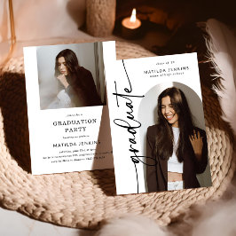 Elegant Script Grad Arch Photo Collage Graduation Inbjudningar