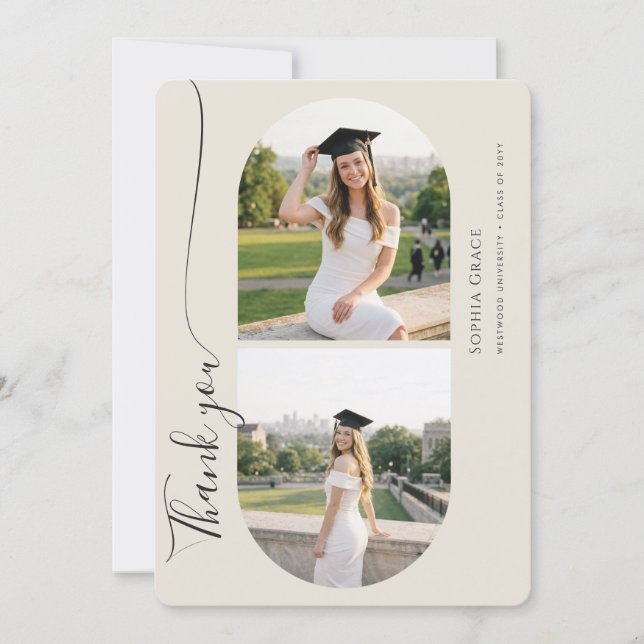 Elegant Script Grad Arch Photo Graduation Party Tack Kort (Framsida)