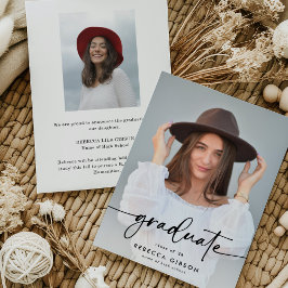 Elegant Script Graduate 2 Photo Collage Graduation Meddelande