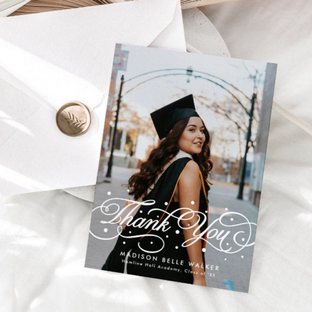 Elegant Script Graduation Photo Tack Kort (Skapare uppladdad)