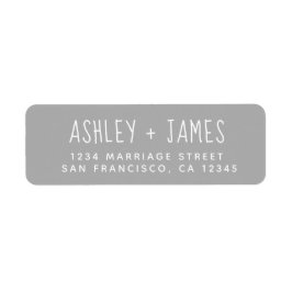Elegant Script Grått Bröllop Returadress Etikett