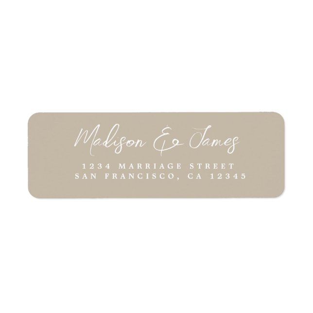 Elegant Script Grått Bröllop Returadress Etikett (Framsidan)