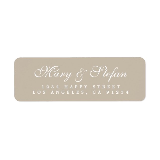 Elegant Script Grayish eller Bröllop Returadress Etikett (Framsidan)