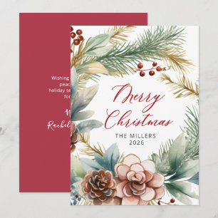 Elegant Script Greenery Wandejul Julkort