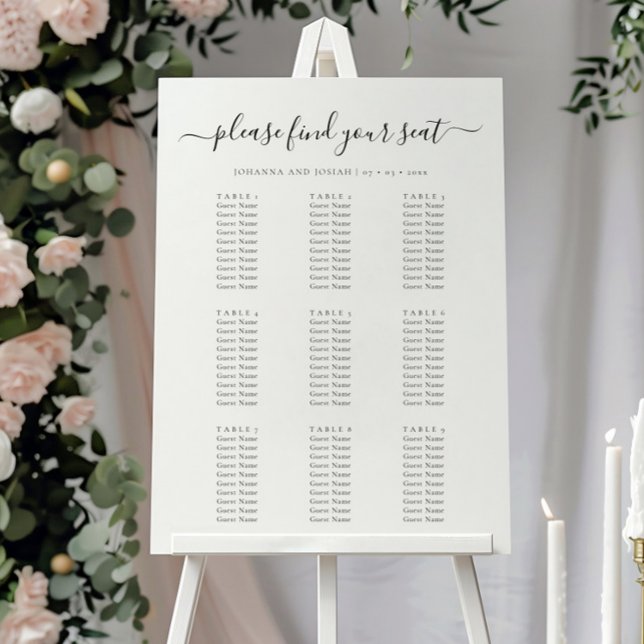 Elegant Script  Guest List Wedding Seating Chart Poster (Skapare uppladdad)