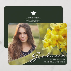 Elegant Script Gula blommor Modern Photo Grad Meddelande