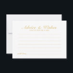 Elegant Script Guld Bröllop Adress och Önskemål Ca Rådkort<br><div class="desc">Lägg till en personlig beröring till bröllop med ett elegant bröllop-kort och ett önskemål-kort. Det här rådgivningskortet har rubriken i guld elegant calligraphy font stil och detaljer i guld Classic serif font stil på vit bakgrund. Perfekt för bröllop, babydusch, födelsedagsfest, möhippa, bachelorette-fest och alla särskilda tillfällen. Obs! Folidinformationen simuleras i...</div>