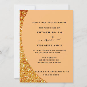 Elegant Script Guld Glitter accent Bröllop Inbjudningar