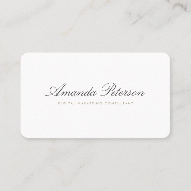 Elegant Script Guld Grått Business Card-mall Visitkort (Framsida)