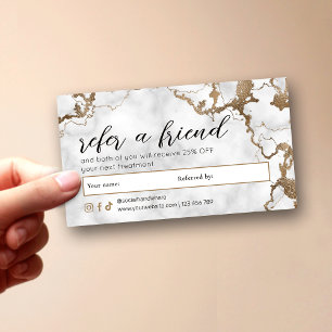 Elegant Script Guld Marmor Spa Naglar Skönhetssalo Rabattkort