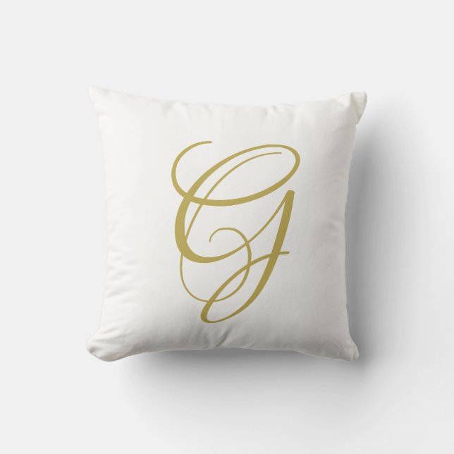Elegant Script Guld Monogram Dekorativ kudde (Framsida)