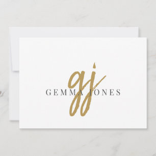 Elegant Script Guld Monogram Initialer Namn Anteckningskort