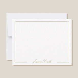 Elegant Script Guld Monogram Namn Gräns Anteckningskort
